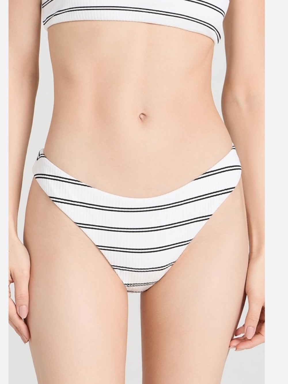 Madewell White Bikini Bottoms with Black Stripes